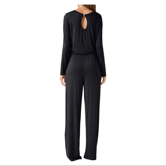 LAINAB Women's O Neck Loose Wide Legs Casual Jumpsuits with Pockets - Picture 2 of 2